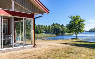 Verglaster Wintergarten mit Seeblick Ferienhaus Bolmen