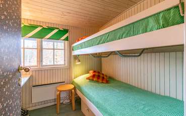 Schlafzimmer mit Etagenbett Ferienhaus Fiskarstugan