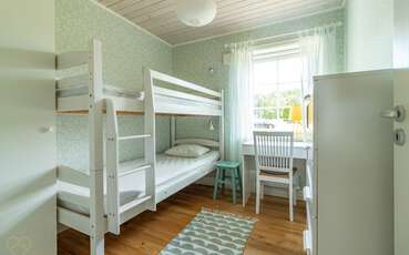 Schlafzimmer mit Etagenbett Ferienhaus Friedas hus