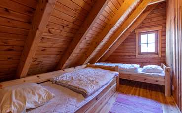 Zweites Schlafzimmer mit zwei Einzelbetten Ferienhaus Gotland