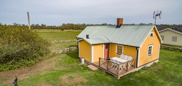 Terrasse vom Ferienhaus Gula Stugan bei Köpingsvik