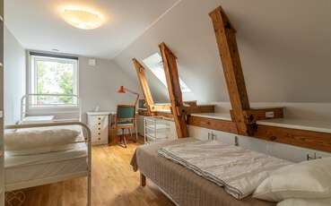 Zweites Schlafzimmer mit zwei Einzelbetten Ferienhaus Hagby