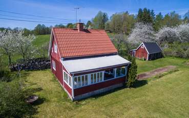 Luftaufnahme Ferienhaus Ölvedal bei Mariannelund