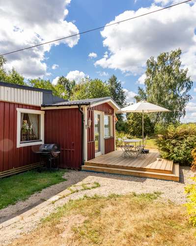 Terrasse mit Seeblick Ferienhaus Rinkaby