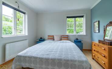 Schlafzimmer mit Doppelbett Ferienhaus Solvalla