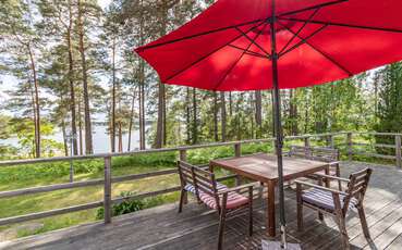 Terrasse mit Meerblick Ferienhaus Strandvik