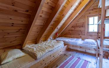 Schlafzimmer mit zwei Einzelbetten Ferienhaus Toven