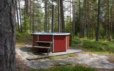 Badefass mit Holzofen Ferienhaus Viken